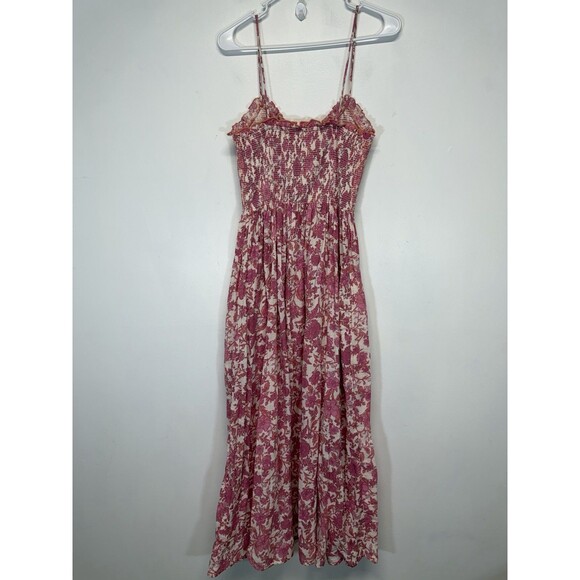 Free People  Women’s Sweet Nothings Midi Dress Women's Pink Floral Cotton Sz S - Picture 14 of 16